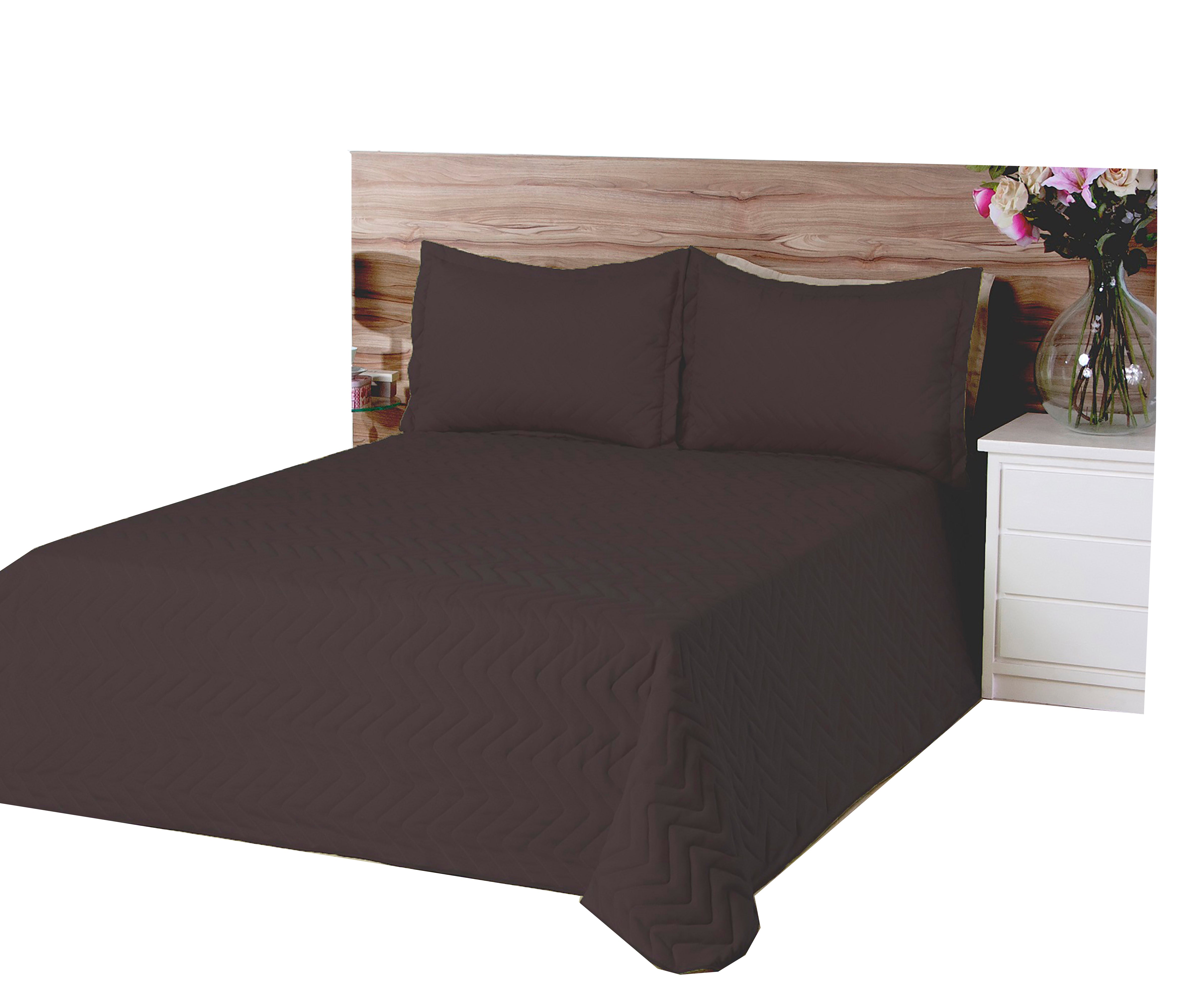 Cobre Leito Matelassado Classic Queen 03 Pçs Marrom
