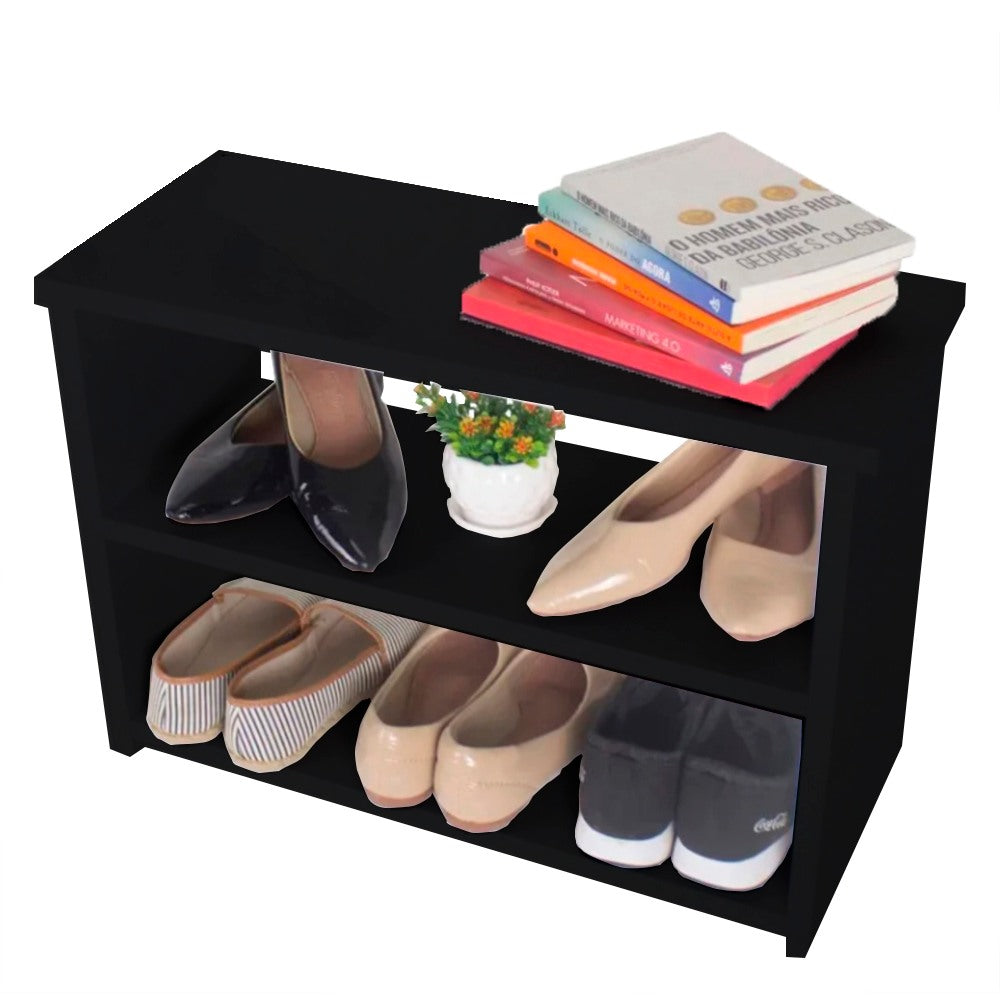 Sapateira Matte Preto Em Mdf