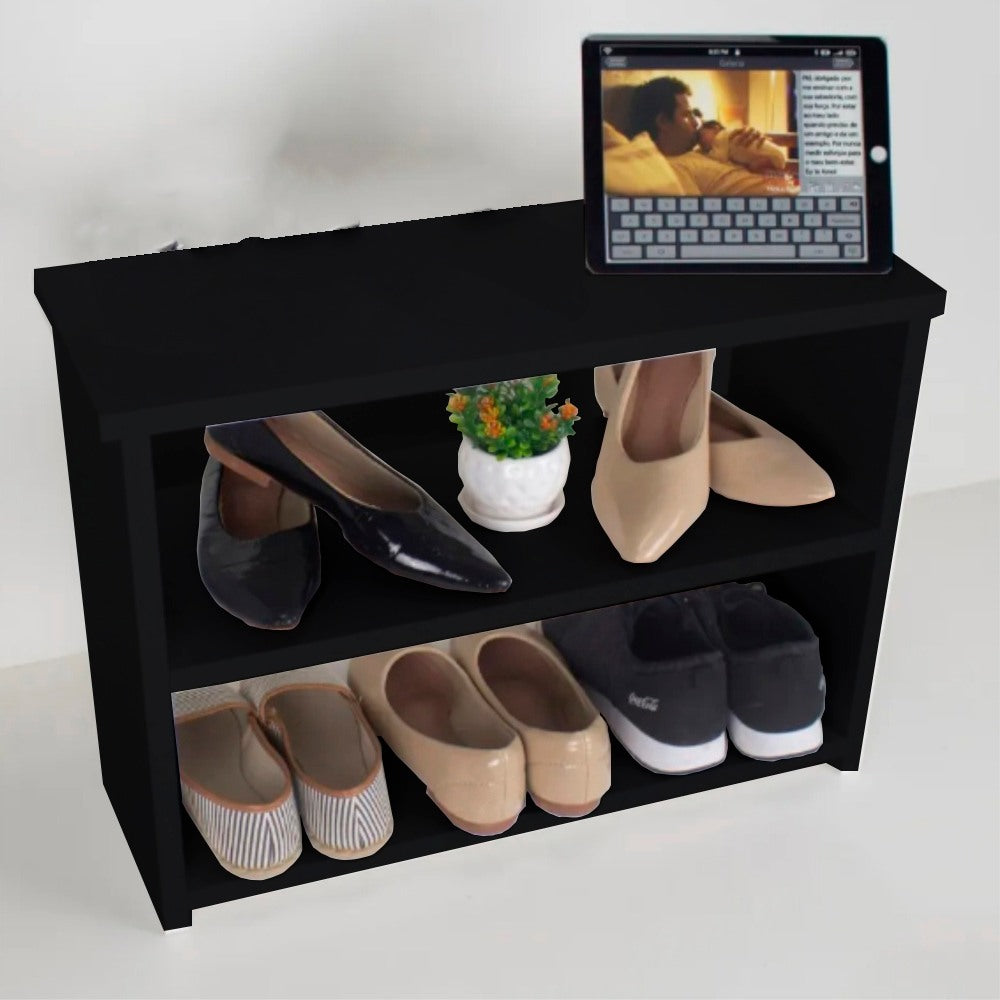 Sapateira Matte Preto Em Mdf