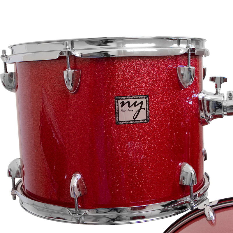 Bateria Acústica 2t Pr Sp Red Sparkle Vermelha Com Banco Ny F1rst