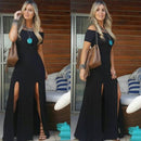 Vestido Longo Viscolycra Black Summer Fendas