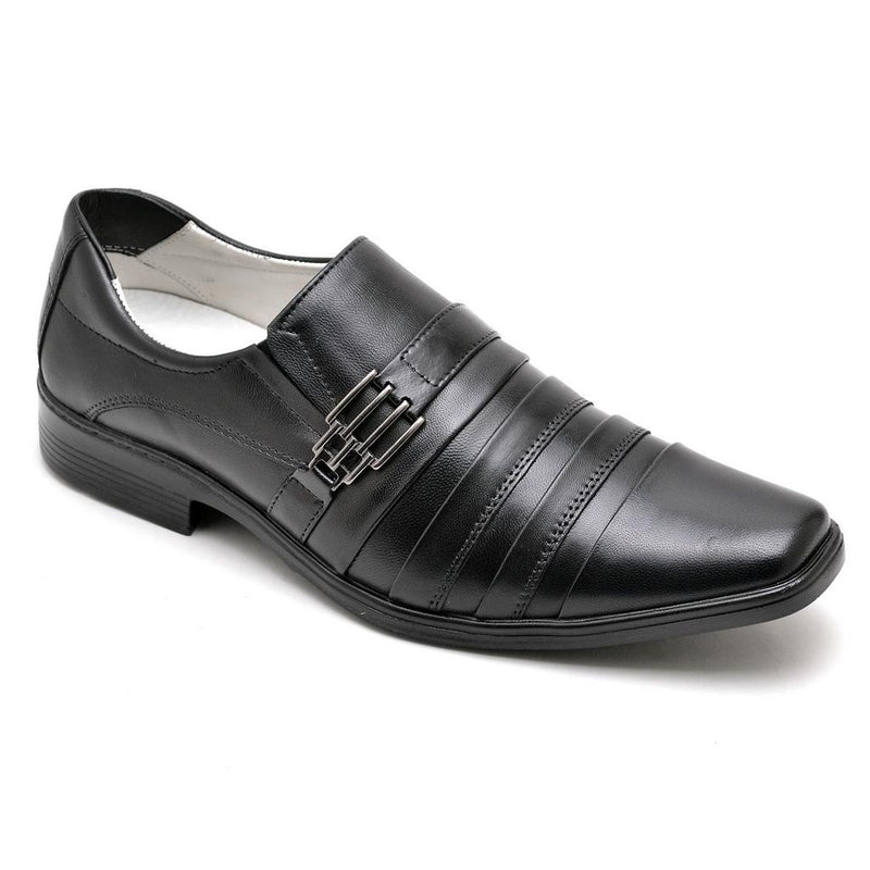 Sapato Casual Conforto Couro Preto 010