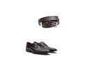 Kit 01 Par De Sapatos Crazy Horse Café + Cinto De Couro