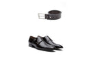 Kit 01 Par De Sapatos Cromo Pinhão + Cinto De Couro