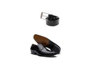Kit 01 Par De Sapatos Cromo Preto + Cinto De Couro