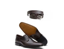 Kit 01 Par De Sapatos Crazy Horse Café + Cinto De Couro