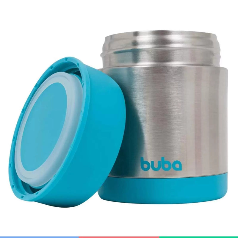 Pote Térmico Infantil Aço Inoxidável Para Refeição 350ml 6+ Meses Azul - Buba