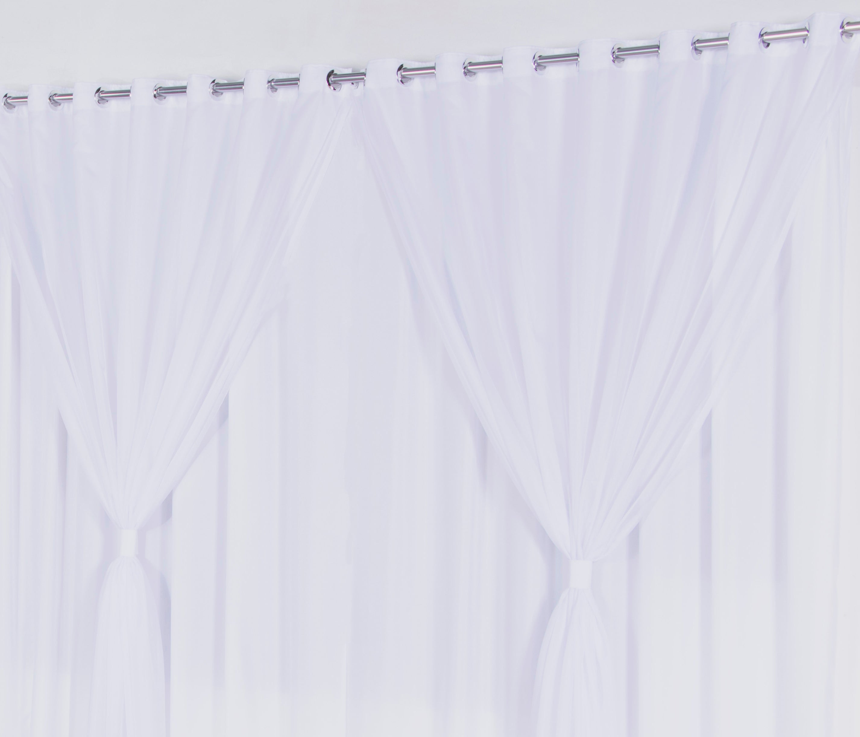 Cortina Para Sala Ou Quarto Microfibra Com Voil 2,00 Branca