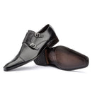 Sapato Masculino Double Monk Strap Solado De Couro Cromo Preto