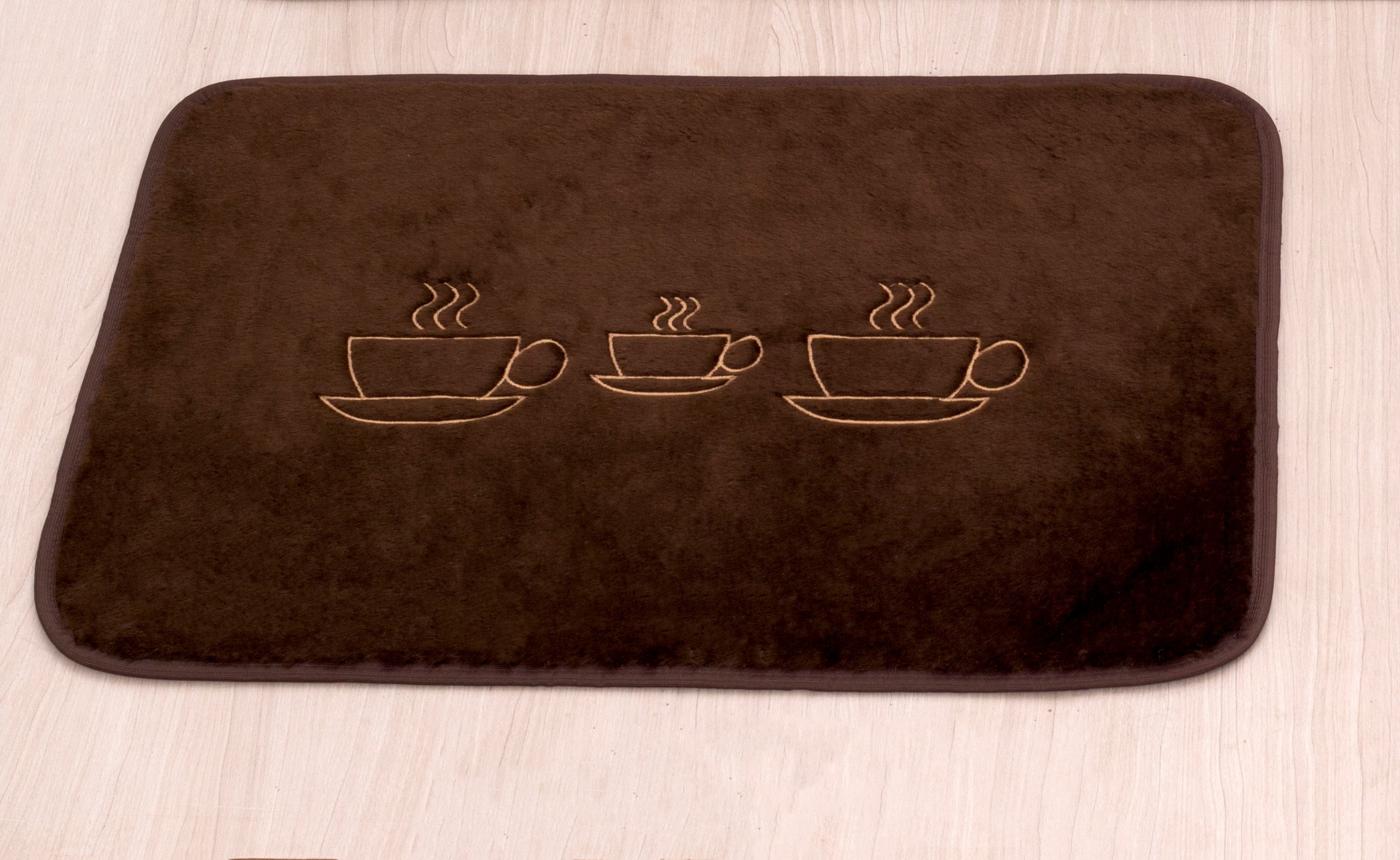 Kit De Tapetes De Cozinha Passadeira Gourmet Marrom 03 Peças