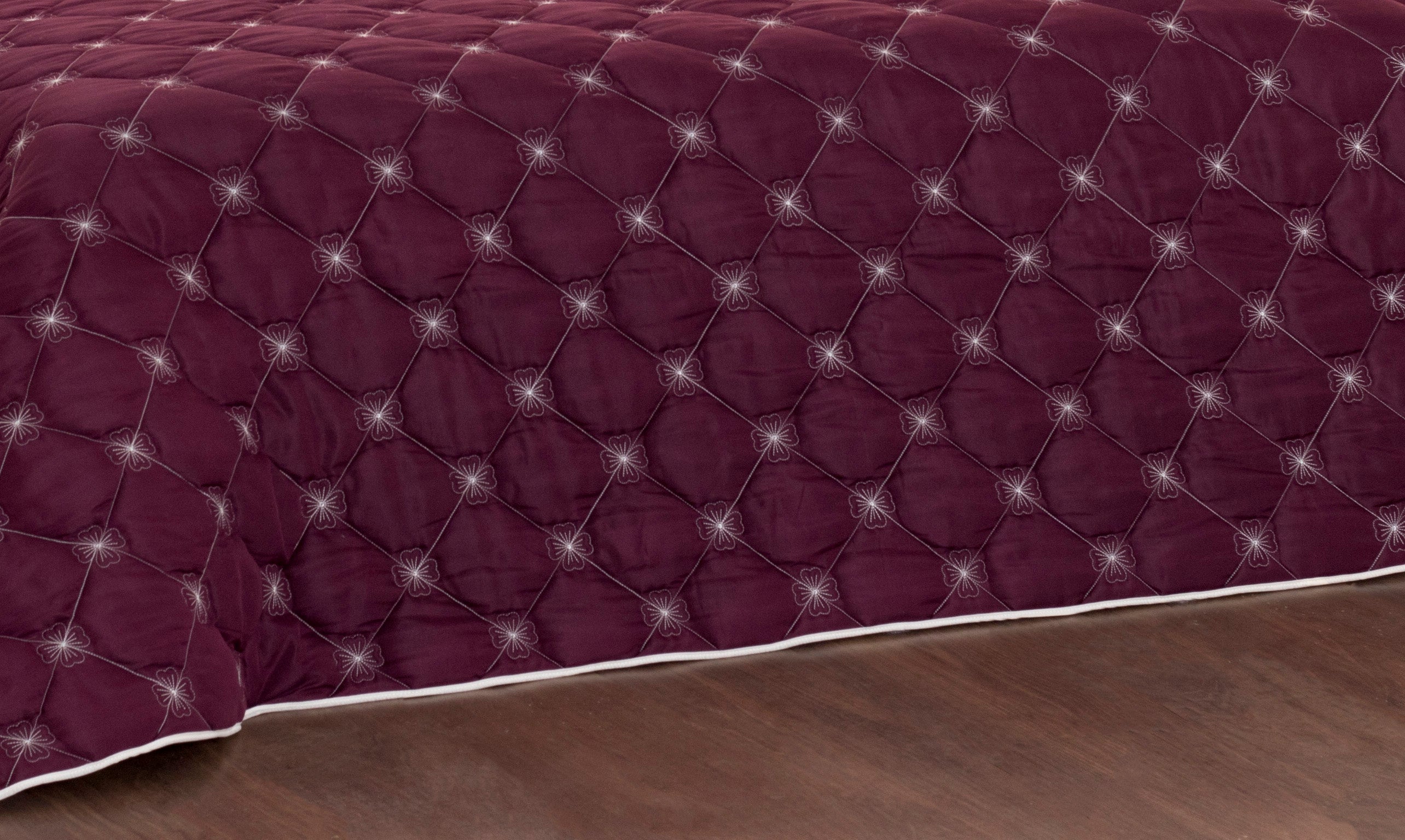 Kit Colcha Cobre Leito Luan Queen 03 Peças Marsala